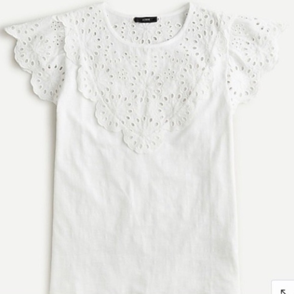 J. Crew Eyelet Flutter Sleeve Tee